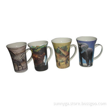 Porcelain Mugs with Multi-colors of Full Wrap Decals